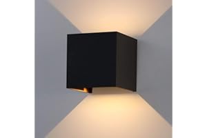 K-Bright Lampa ścienna 12 W, ciepła biel, LED, do użytku wewnątrz i na zewnątrz, łazienka, lampa ścienna, oświetlenie ścienne do sypialni, salonu, IP65, czarna