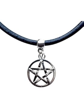 klein Drudenfuß Pentagramm Wiccan Gothic Retro heidnisch hochwertiges Leder Choker/Halsreifen/Halskette + hergestellt...