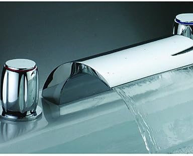 JinRou Modern and stylish Shower Mixer Chrome Finish Waterfall Bathroom Sink Faucet (Widespread)