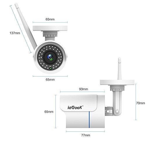 ieGeek Telecamera IP Camera Esterno 1080 Telecamera Videosorveglianza WIFI con Rilevamento del Movimento, Visione Notturna fino a 15m, Supporto TF Card da 64 GB, Protezione dallâ€™acqua Certificata IP66, Vista a Distanza via Smart Phone /Tablet /PC Windows