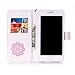 Lomogo [Windbell Embossing] 5.5" iPhone 7 Plus / iPhone 8 Plus Leather Wallet Case with Kickstand Card Holder Magnetic Closure Shockproof Flip Case Cover for iPhone 7 Plus / 8 Plus (5.5-inch) (White-Pink)