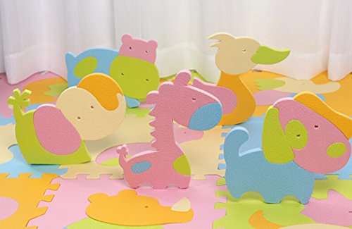 9 Pcs Cute Animal EVA Foam Play Mats Floor Puzzle Crawling Play Game Mat for Baby Kids Childre Toddlers -Bright Color,Environmental Material, Safe to Use