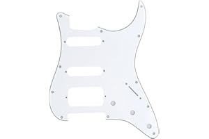 Musiclily Pro 11 Agujeros Round Corner HSS Guitar Strat Pickguard Golpeador para Estados Unidos/Mexicana Stratocaster Pastillas Abierta, 3 capas Blanco