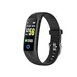 Gesundheits-Tracker, TFT-Farbbildschirm Herzfrequenz Blutdrucküberwachung Gesundheit Bluetooth-Armband Nachtlaufsport Atmen Licht Intelligentes Armband,Black