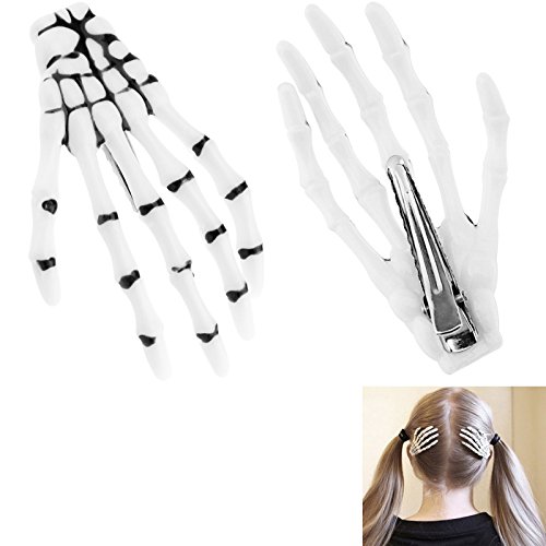 OTOTEC New Pair of Creative Zombie Skeleton Hand Bone White Claw Clip Pin Grip Hairpin