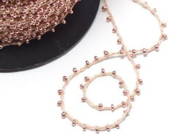 1 Metre Polyester Thin Pink Pearl Beaded Lanyard – 1 mm 2 mm for jewelry beads and Ribbon