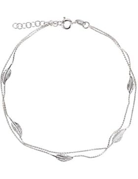 SL-Silver Fusskette Fusskettchen Blatt zwei Reihen Länge: 23 - 25 cm 925 Sterling Silber