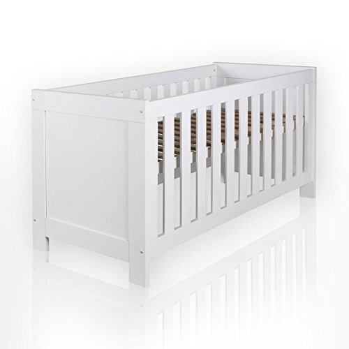 Preisvergleich Produktbild Felix Babyzimmer Wickelkommode Babybett Kleiderschrank Weiß oder Akaziengrau (Weiß, Bett)