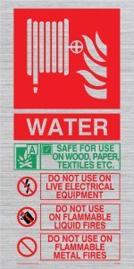 Viking Signs FZ386-P12-SV This Fire Hose Contains Water Instructions For Use Sign, Silver, Vinyl, 200 mm H x 100 mm W