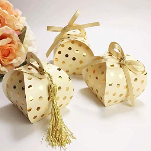 Awtlife Lot de 50 boîtes à Bonbons rustiques en Kraft pour fête de Mariage, Anniversaire, fête prénatale Doré Clair