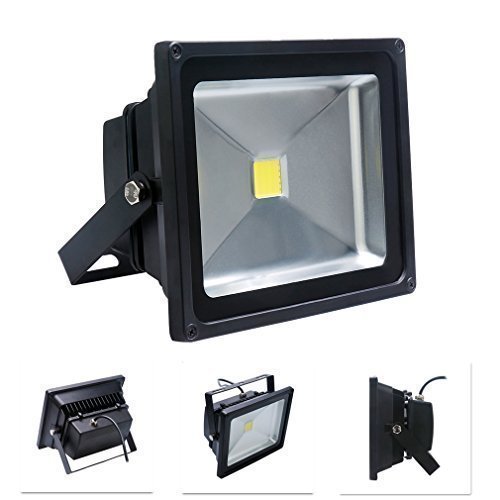 Auralum® 50W LED Baustrahler Flutlicht Fluter Gartenstrahler Scheinwerfer wasserdicht IP65 kaltweiss 6000-6500K schwarz