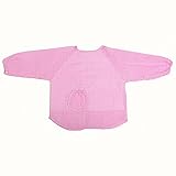 KINGSO Baby Long Sleeve Apron Overall Food Catcher Bib Waterproof,pink