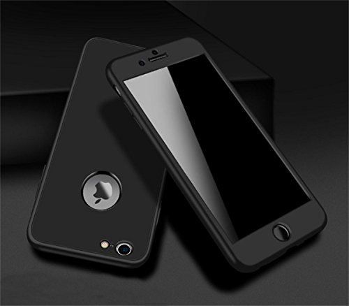 Qissy Carcasa iPhone 7plus  360 Todo Incluido TPU Silicona Flexible Anti-Scratch Anti-Huella Dactilar a Prueba de Choque Suave Protective Case Cover Skin para iPhone 7P 5 5    Negro 