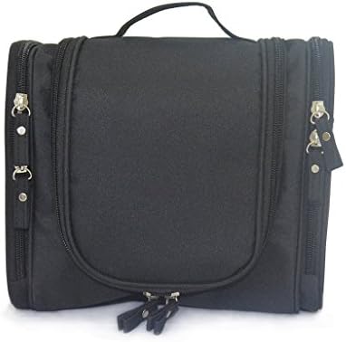 Fieans Multi-compartment Waterproof Polyester Bathroom Organizer Storage Bag Toiletry Bag Cosmetic Bag (Black)