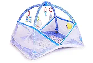 DearJoy Baby Kick and Play Gym with Mosquito Net and Baby Bedding Set (Blue Bunny Print)