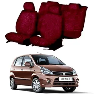 Chiefride Cotton Car Seat Cover for Maruti Suzuki Zen Estilo (5 Seater) (Maroon) (All Detachable Headrest)