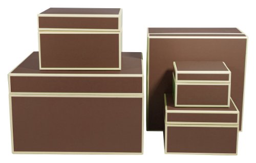 Semikolon 5er Schachtelsatz in verschiedenen Größen brown (braun) | Ideal als Geschenkboxen, Geschenkschachteln, Aufbewahrungsboxen oder Deko-Schachteln | Je eine Box in den Formaten 29 x 29 x 18 cm ; 24 x 24 x 16 cm ; 18 x18 x12 cm ; 16 x 16 x 10 cm ; 12 x 12 x 8 cm