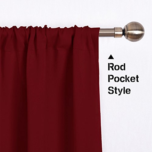 PONYDANCE Vorhänge Blickdicht mit Stangenbezug geeignet für Saal 2 Stück 160 cm x 106 cm (H x B), 2er-Set,Rot - 2