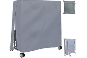 BOSKING Abdeckung für Terrassen-Tischtennisplatte, 210D, wasserdicht, für drinnen und draußen, faltbar, für Tischtennisplatten (grau)