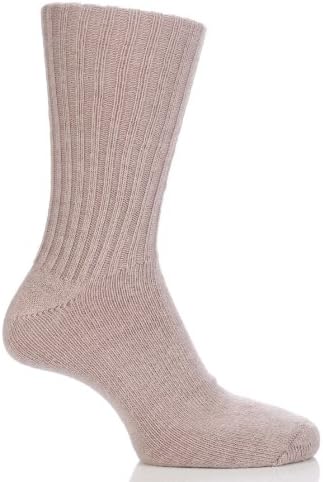 Mens and Ladies 1 Pair SockShop of London Alpaca Comfort Cuff Ribbed True Socks Toffee 8-10