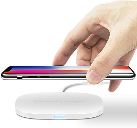 Galaxy S8 Wireless Charger,Lamyik Wireless Qi Charger Fast Charging Pad For iPhone 8,iPhone 8 Plus, iPhone X, Samsung Galaxy S8, S7, S7 Edge, S6, Note 8 and All QI-enabled Smartphone Devices (White)