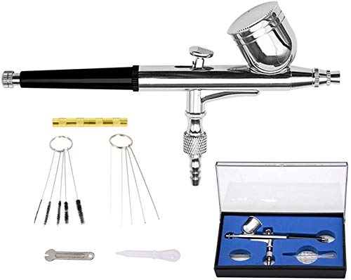 Gocheer Doppia azione Gravità Alimentare Aerografo 0,3mm ugelli Pistola Aerografo Set per Verniciatura Tatuaggi Nail art Trucco Make up Spray Modellismo Pasticceria + Kit Pulizia Aerografo