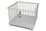 Laufgitter weiß 100x100 Schlupfsprossen, Kegelspiel und gummierten Rollen