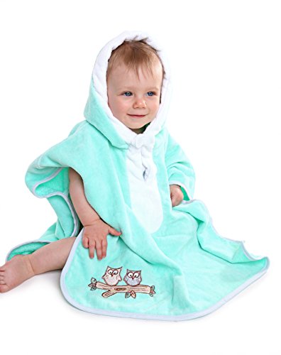 Slumbersac Kinder Kapuzen Bade Poncho Badetuch (1–4 Jahren, Mint Eule) - 2