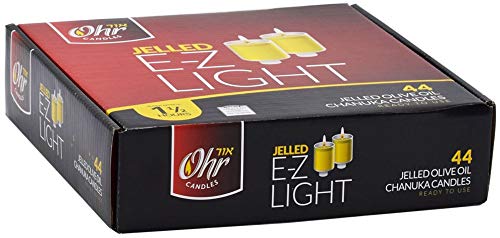 Ohr Candles E-Z Light 44 Jelled Olive Oil Chanukah Candles Jelled Prefilled Olive Oil -1.5 Hour Burntime