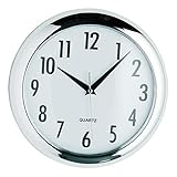 Necesita pila AA., Premier Housewares - Reloj Redondo de Pared (24 cm), Color Cromado