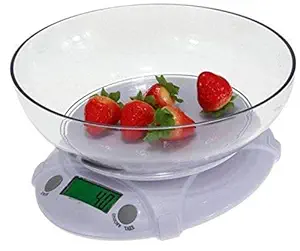 MOHAK Battery Operated Electronic Kitchen Scale with Bowl B09 7KG Display Units in Gm, Oz, lb, Kg - LED Display Digital Kitchen Scale with Bowl