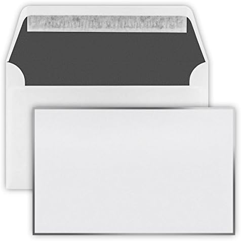KARTEN24PLUS Mourning Envelopes 12,0cmx19,1 cm 120 x 191 mm White with Grey/Matte Black Edge, Lining: Black, Closure: Self Adhesive Peel and Seal – Paper Weight: 100 g/m²