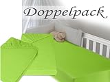Doppelpack zum Sparpreis – Kinder-Jersey-Spannbetttuch – mit einer Steghöhe von ca. 20 cm passend für Kinder- und Babybettmatratzen – erhältlich in 15 ausgesuchten Farben und einer Einheitsgröße von 60-70 cm x 120-140 cm, apfelgrün - 3