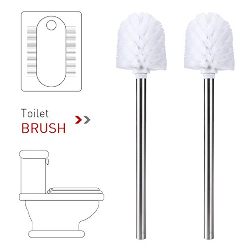 OUNONA 3 Stück Toilettenbürste Edelstahl WC Bürste WC Bad Reinigung Kopf Halter Chrom - 3