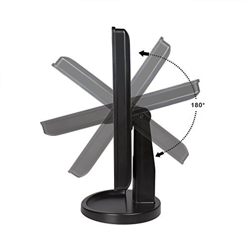 Kosmetikspiegel, Cozyswan Make up Spiegel mit LED Beleuchtung Schminkspiegel Dimmbar durch Touch-Schalter 16 LEDs Ultra-High Definition Tischspiegel Standspiegel Batteriebetrieben Schwarz - 3