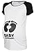 Happy Mama. Woman's Maternity Baby on Board Feet Funny Print T-shirt Top. 575p (White & Black, UK 16/18)