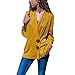 Produktbild Subfamily Pullover & Strickjacken Damenbekleidung Oberbekleidung Womens Tiefer V Ausschnitt KnöPfe Langarm Hemd Mantel Damen GeknöPft Individuelle Einfarbig Hemdjacke Lose Bluse (Gelb, S)