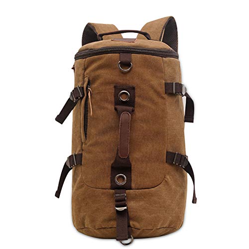 FANDARE Mochila De Viaje De Hombre Adecuada Montañismo Acampada Y Senderismo Unisex Macutos de Senderismo Lona Café