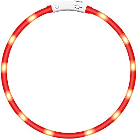 Silicone Water Resistant Adjustable LED Dog Safety Collar Flashing Light Collar for Dogs Cats &amp; other Pets