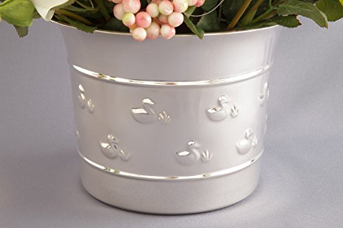 Blumentopf Silber Übertopf Enten-Prägung Messing 21cm Ø – Rosemarie Schulz - 3
