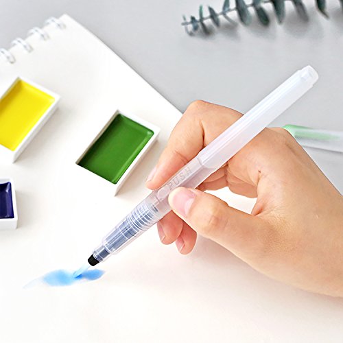 Water Brush Wasser-Pinsel Spitz / Flach Pinsel – Zur Auswahl: 4er Set oder Einzelpinsel – Wasserfarben Aquarell-Pinsel (Set) - 7