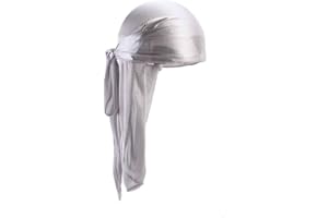 Treer Durag Bandana Cappello Accessori Turbante Donna Copricapo, Seta Tinta Unita Elegante Coda Lunga Fascia Pirata Flessibile Baotou Morbida Musulmano Hijab Unisex