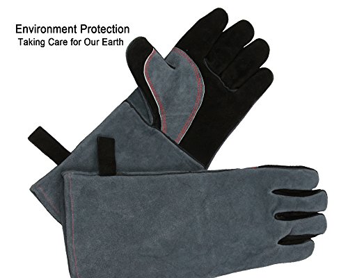 OZERO 932° Ultra Extreme Hitze Grill Handschuhe für Raucher, Backofen & Outdoor Grill Schweißhandschuhe Leder BBQ Grillgloves - 5