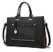 Produktbild FLHT, Damen Handtasche, Leder Big Bag Große Kapazität Aktentasche Messenger Bag Schultertasche Reisetasche Tägliche Aufbewahrungstasche Eimer Tasche,Black-OneSize