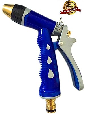 NLG® Tuyau d'arrosage Buse haute pression, Heavy Duty Métal, Pulvérisateur. Convient pour Car & Pet laver, nettoyage, Pelouse et jardin Arrosage. Garantie complète (Blue)