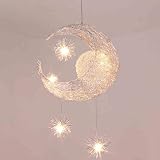 LONFENNER Creative Moon and Stars Pendelleuchte / Deckenleuchte Mond und Sterne, für Kinderzimmer, Wohnzimmer