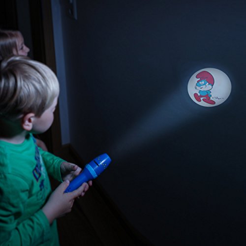 DIE SCHLÜMPFE Kinder-Taschenlampe / Projektionslampe, Jungen blau Lampe mit Projektor for boys von ANSMANN - 7