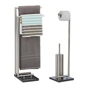 Relaxdays 2 TLG. Badezimmer Set Pierre, Handtuchhalter ohne Bohren