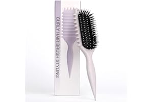 WENRECU Curl Hair Brush, Lockenbürste Styling Brush 2024 Neu Lockenbürste, Haarbürste zum Entwirren für Frauen, Curler Weniger Ziehen Stylingbürste Haarbürste Zum Entwirren für Frauen/Männer (Beige)