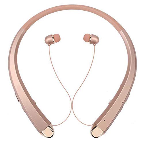 Preisvergleich Produktbild Drahtloser Bluetooth Kopfhörer, Halsband-Kopfhörer-Sport-einziehbarer Ohrhörer Kopfhörer Rose Gold